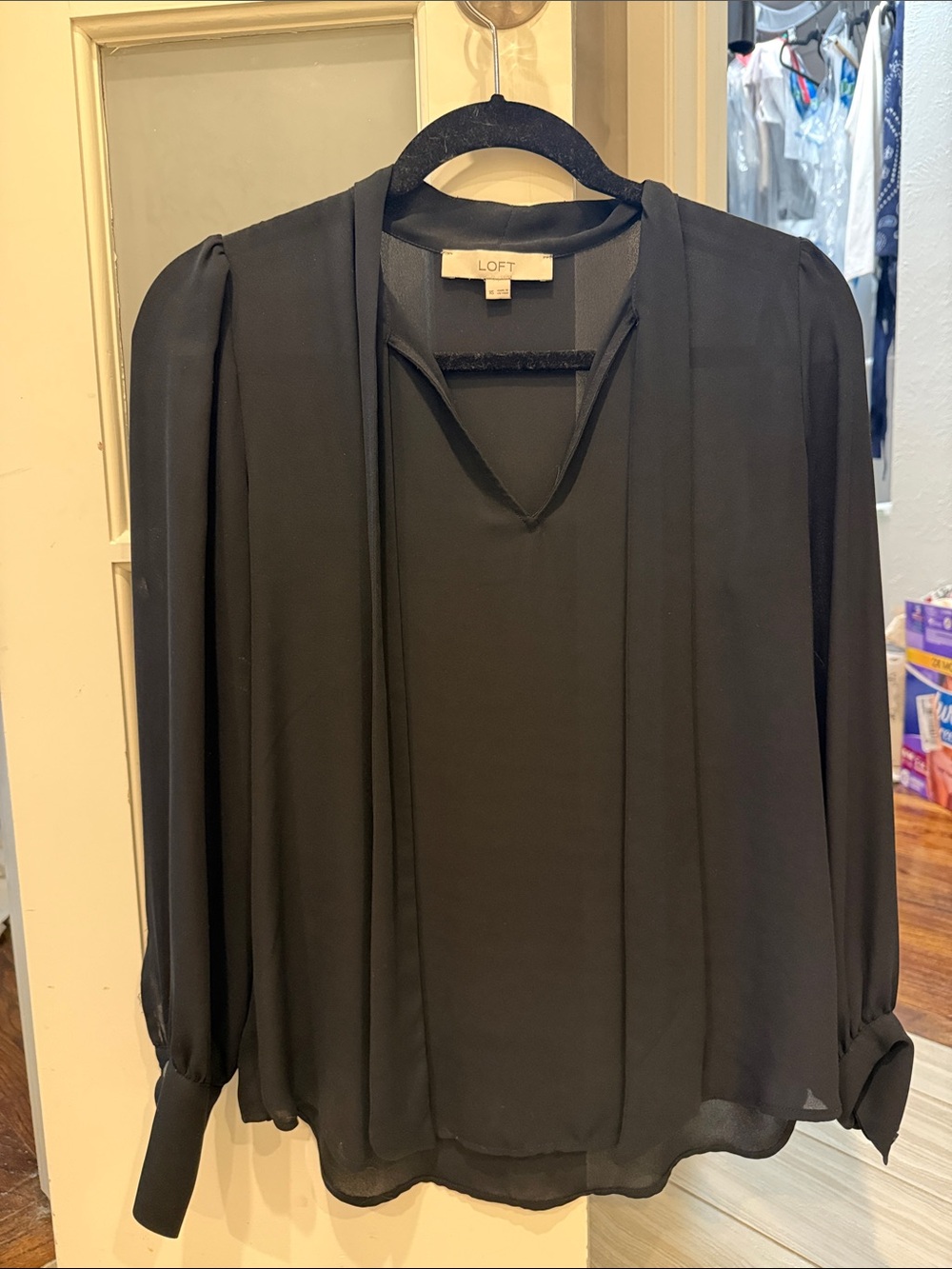 LOFT classic tie neck blouse